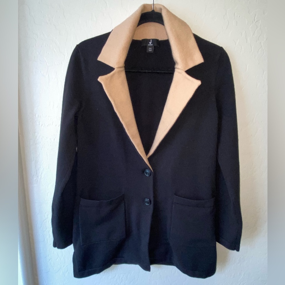 🔴 J Jason Wu Double Knit Jacket Black w Camel; FITS sizes 4,6,8